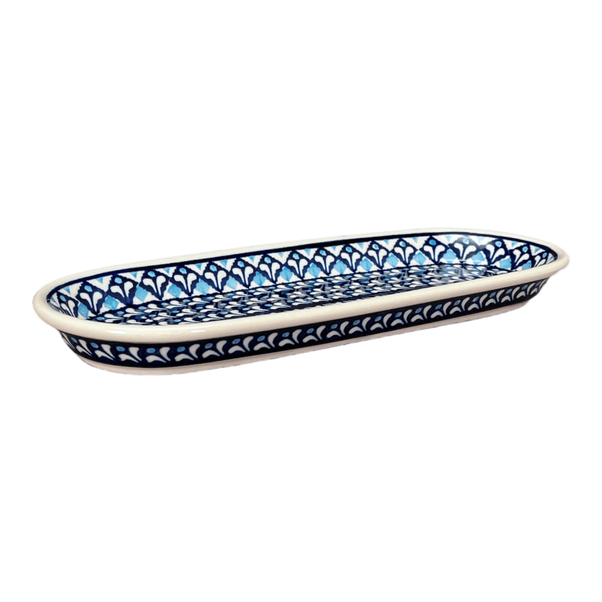 Serving Dish, Oval, 11" x 4.5" in "Mosaic Blues" by Zaklady | Y928A-D910