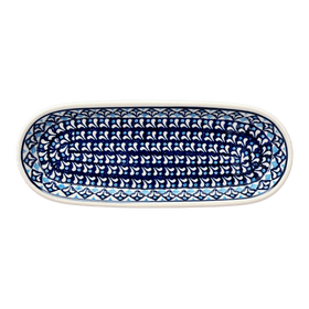 Polish Pottery Zaklady 11" x 4.5" Oval Serving Dish (Mosaic Blues) | Y928A-D910 Additional Image at PolishPotteryOutlet.com