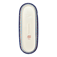 A picture of a Polish Pottery Zaklady 11" x 4.5" Oval Serving Dish (Lilac Garden) | Y928A-DU155 as shown at PolishPotteryOutlet.com/products/small-tray-du155-y928a-du155