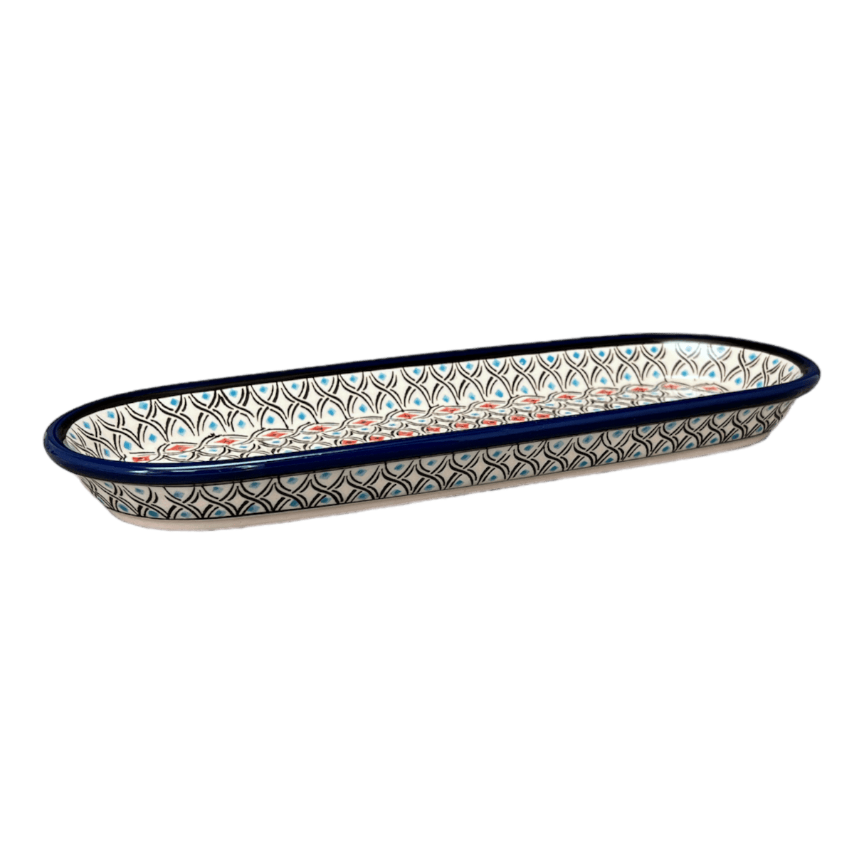 Serving Dish, Oval, 11" x 4.5" in "Beaded Turquoise" by Zaklady | Y928A-DU203