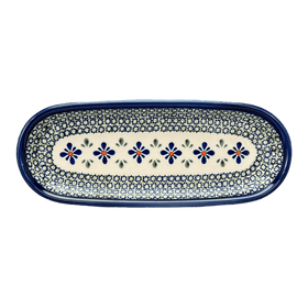 Polish Pottery Zaklady 11" x 4.5" Oval Serving Dish (Emerald Mosaic) | Y928A-DU60 Additional Image at PolishPotteryOutlet.com