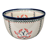 A picture of a Polish Pottery Zaklady 8" Extra-Deep Bowl (Scarlet Stitch) | Y985A-A1158A as shown at PolishPotteryOutlet.com/products/8-extra-deep-bowl-scarlet-stitch-y985a-a1158a