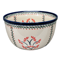 A picture of a Polish Pottery Bowl, Round, Extra-Deep, 8" in "Scarlet Stitch" by Zaklady | Y985A-A1158A as shown at PolishPotteryOutlet.com/products/8-extra-deep-bowl-scarlet-stitch-y985a-a1158a