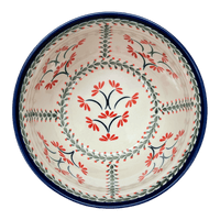 A picture of a Polish Pottery Zaklady 8" Extra-Deep Bowl (Scarlet Stitch) | Y985A-A1158A as shown at PolishPotteryOutlet.com/products/8-extra-deep-bowl-scarlet-stitch-y985a-a1158a