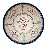 A picture of a Polish Pottery Bowl, Round, Extra-Deep, 8" in "Scarlet Stitch" by Zaklady | Y985A-A1158A as shown at PolishPotteryOutlet.com/products/8-extra-deep-bowl-scarlet-stitch-y985a-a1158a