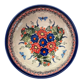 Polish Pottery Zaklady Extra-Deep 8" Bowl (Butterfly Bouquet) | Y985A-ART149 Additional Image at PolishPotteryOutlet.com