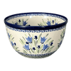 Polish Pottery Zaklady Extra-Deep 8" Bowl (Blue Tulips) | Y985A-ART160 at PolishPotteryOutlet.com