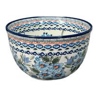 A picture of a Polish Pottery Zaklady Extra-Deep 8" Bowl (Julie's Garden) | Y985A-ART165 as shown at PolishPotteryOutlet.com/products/zaklady-8-bowl-julies-garden-y985a-art165