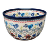 Polish Pottery Extra-Deep 8" Bowl (Circling Bluebirds) | Y985A-ART214 at PolishPotteryOutlet.com