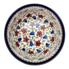 Polish Pottery Zaklady Extra-Deep 8" Bowl (Circling Bluebirds) | Y985A-ART214 Additional Image at PolishPotteryOutlet.com