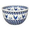 Polish Pottery Zaklady 8" Extra-Deep Bowl (Rooster Blues) | Y985A-D1149 at PolishPotteryOutlet.com
