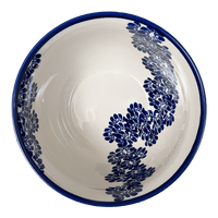 A picture of a Polish Pottery Zaklady Extra-Deep 8" Bowl (Blue Floral Vines) | Y985A-D1210A as shown at PolishPotteryOutlet.com/products/zaklady-8-bowl-blue-floral-vines-y985a-d1210a