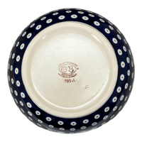 A picture of a Polish Pottery Zaklady Extra-Deep 8" Bowl (Persimmon Dot) | Y985A-D479 as shown at PolishPotteryOutlet.com/products/zaklady-8-bowl-peacock-peaches-cream-y985a-d479