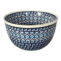A picture of a Polish Pottery Zaklady Extra-Deep 8" Bowl (Mosaic Blues) | Y985A-D910 as shown at PolishPotteryOutlet.com/products/zaklady-8-bowl-mosaic-blues-y985a-d910