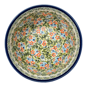 Polish Pottery Zaklady 8" Extra-Deep Bowl (Floral Swallows) | Y985A-DU182 Additional Image at PolishPotteryOutlet.com