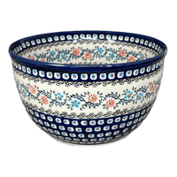 A picture of a Polish Pottery Bowl, Round, Extra Deep, 10.5" in "Climbing Aster" by Zaklady | Y986A-A1145A as shown at PolishPotteryOutlet.com/products/10-5-bowl-climbing-aster-y986a-a1145a