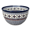 Polish Pottery Zaklady Extra- Deep 10.5" Bowl (Blue Mosaic Flower) | Y986A-A221A at PolishPotteryOutlet.com