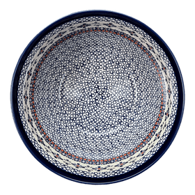 Polish Pottery Extra- Deep 10.5" Bowl (Blue Mosaic Flower) | Y986A-A221A Additional Image at PolishPotteryOutlet.com