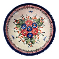 A picture of a Polish Pottery Zaklady Extra- Deep 10.5" Bowl (Butterfly Bouquet) | Y986A-ART149 as shown at PolishPotteryOutlet.com/products/zaklady-10-5-bowl-butterfly-bouquet-y986a-art149