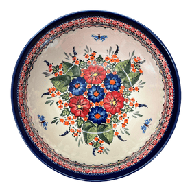 Polish Pottery Zaklady Extra- Deep 10.5" Bowl (Butterfly Bouquet) | Y986A-ART149 Additional Image at PolishPotteryOutlet.com