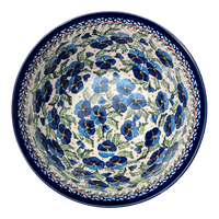 A picture of a Polish Pottery Bowl, Round, Extra Deep, 10.5" in "Pansies in Bloom" by Zaklady | Y986A-ART277 as shown at PolishPotteryOutlet.com/products/zaklady-10-5-bowl-pansies-in-bloom-y986a-art277