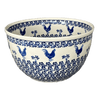 Polish Pottery Zaklady Extra- Deep 10.5" Bowl (Rooster Blues) | Y986A-D1149 at PolishPotteryOutlet.com
