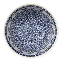 A picture of a Polish Pottery Zaklady Extra- Deep 10.5" Bowl (Rooster Blues) | Y986A-D1149 as shown at PolishPotteryOutlet.com/products/extra-deep-10-5-bowl-rooster-blues-y986a-d1149