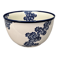 A picture of a Polish Pottery Zaklady Extra- Deep 10.5" Bowl (Blue Floral Vines) | Y986A-D1210A as shown at PolishPotteryOutlet.com/products/zaklady-10-5-bowl-blue-floral-vines-y986a-d1210a