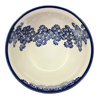 A picture of a Polish Pottery Bowl, Round, Extra Deep, 10.5" in "Blue Floral Vines" by Zaklady | Y986A-D1210A as shown at PolishPotteryOutlet.com/products/zaklady-10-5-bowl-blue-floral-vines-y986a-d1210a