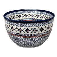A picture of a Polish Pottery Zaklady Extra- Deep 10.5" Bowl (Mosaic Blues) | Y986A-D910 as shown at PolishPotteryOutlet.com/products/zaklady-10-5-bowl-mosaic-blues-y986a-d910