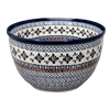 Polish Pottery Zaklady Extra- Deep 10.5" Bowl (Mosaic Blues) | Y986A-D910 at PolishPotteryOutlet.com