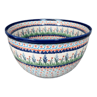 A picture of a Polish Pottery Zaklady Extra- Deep 10.5" Bowl (Lilac Garden) | Y986A-DU155 as shown at PolishPotteryOutlet.com/products/zaklady-10-5-bowl-du155-y986a-du155