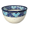 Polish Pottery Extra- Deep 10.5" Bowl (Garden Party Blues) | Y986A-DU50 at PolishPotteryOutlet.com