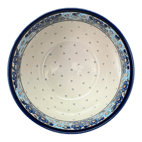 Polish Pottery Extra- Deep 10.5" Bowl (Garden Party Blues) | Y986A-DU50 Additional Image at PolishPotteryOutlet.com