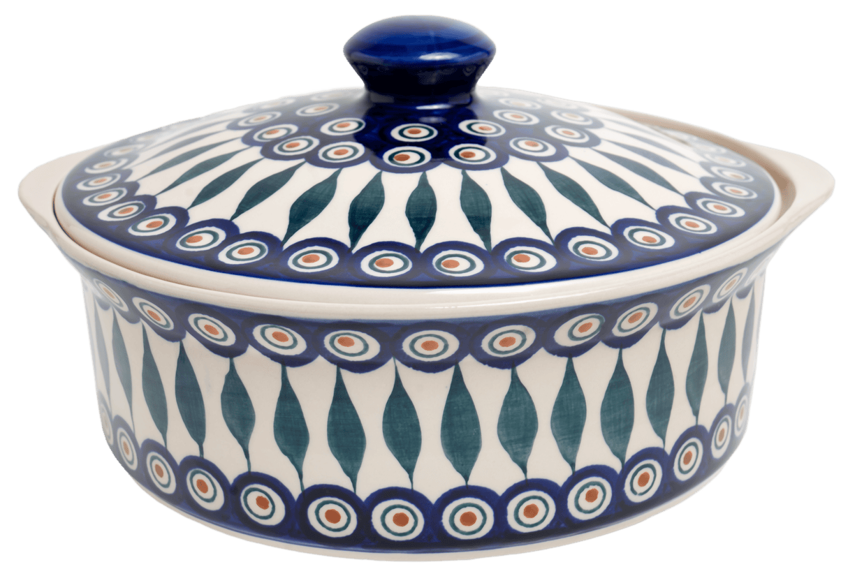 Baker, Round, with Lid, Deep, 8" in "Peacock" by Manufaktura | Z128T-54