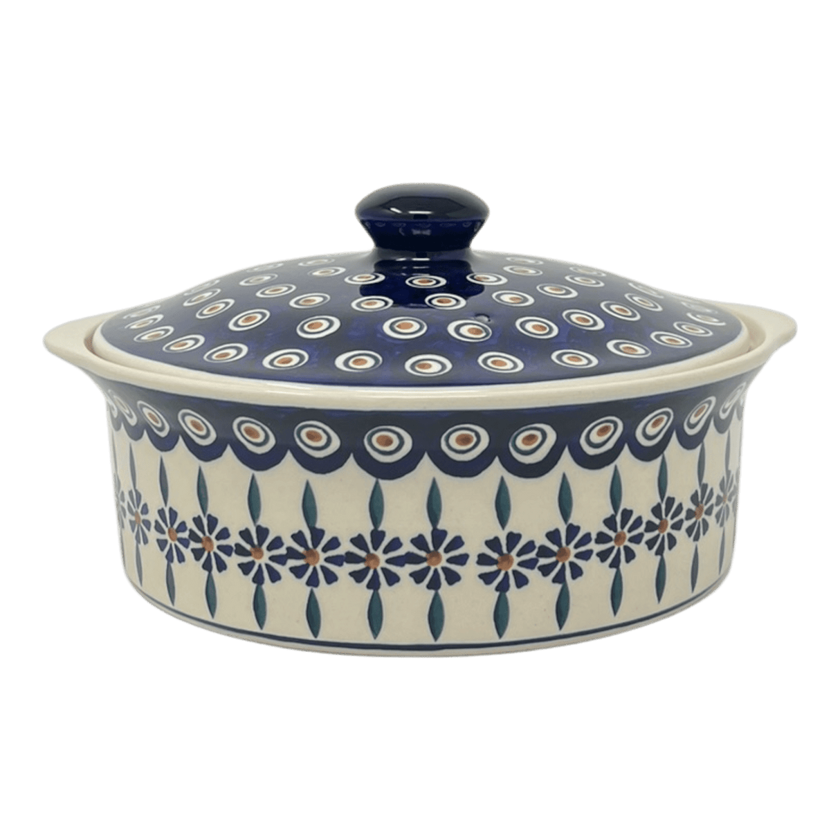 Baker, Round, with Lid, Deep, 8" in "Floral Peacock" by Manufaktura | Z128T-54KK