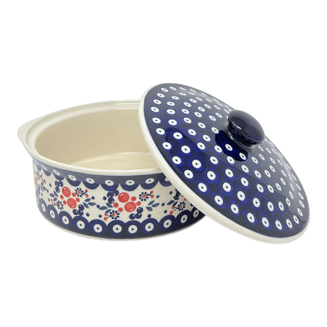 Baker, Round, with Lid, Deep, 8" in "Berry Dot" by Manufaktura | Z128T-BL04