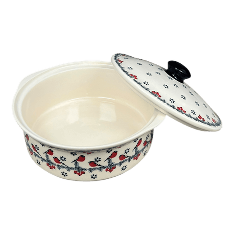 Baker, Round, with Lid, Deep, 8" in "Red Bird" by Manufaktura | Z128T-GILE