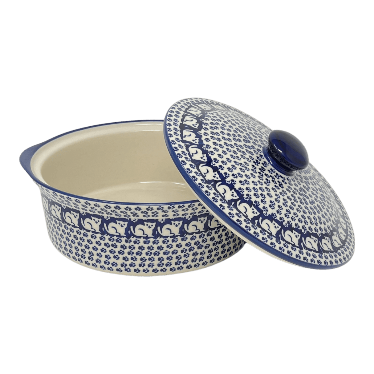 Baker, Round, with Lid, Deep, 8" in "Kitty Cat Path" by Manufaktura | Z128T-KOT6