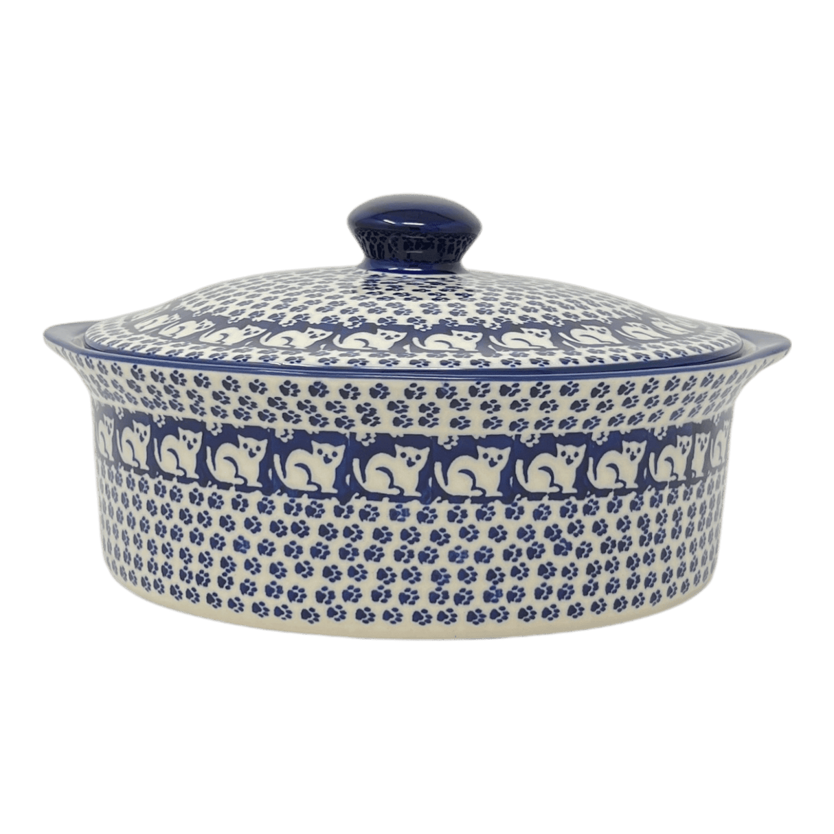 Baker, Round, with Lid, Deep, 8" in "Kitty Cat Path" by Manufaktura | Z128T-KOT6