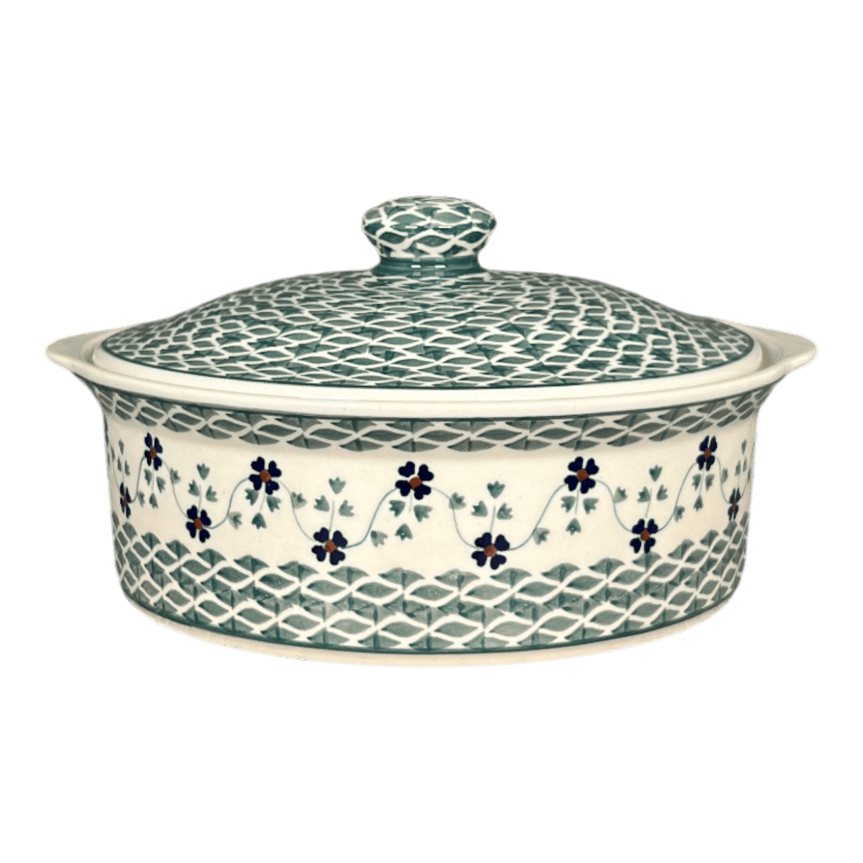 Baker, Round, with Lid, Deep, 8" in "Woven Pansies" by Manufaktura | Z128T-RV