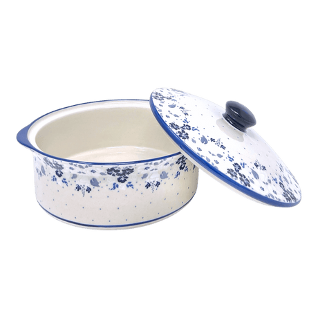 Baker, Round, with Lid, Deep, 8" in "Blue & White Trumpet Vines" by Manufaktura | Z128U-JZ43