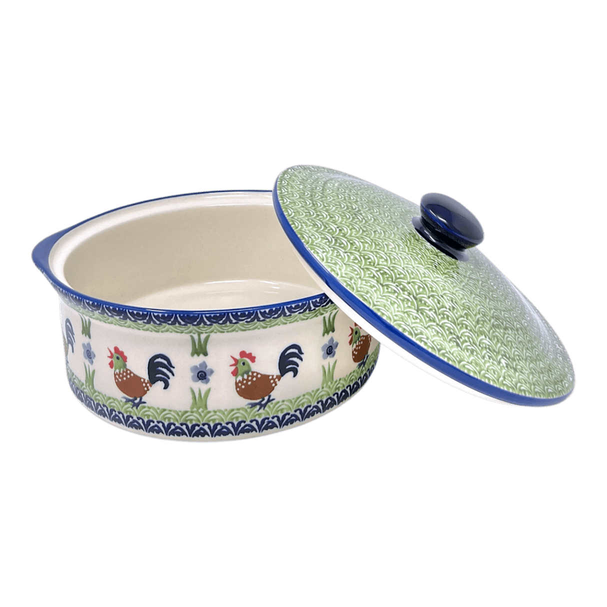 Baker, Round, with Lid, Deep, 8" in "Chicken Dance" by Manufaktura | Z128U-P320