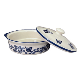 Polish Pottery 9" Round Baker with Lid (Butterfly Garden) | Z129T-MOT1 Additional Image at PolishPotteryOutlet.com