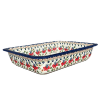 A picture of a Polish Pottery Lasagna Pan (Mediterranean Blossoms) | Z139S-P274 as shown at PolishPotteryOutlet.com/products/11-x-14-lasagna-baker-mediterranean-blossoms-z139s-p274