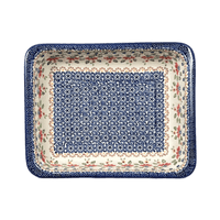 A picture of a Polish Pottery Lasagna Pan (Mediterranean Blossoms) | Z139S-P274 as shown at PolishPotteryOutlet.com/products/11-x-14-lasagna-baker-mediterranean-blossoms-z139s-p274