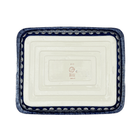 A picture of a Polish Pottery Lasagna Pan (Peacock Dot) | Z139U-54K as shown at PolishPotteryOutlet.com/products/deep-dish-lasagna-pan-peacock-dot-z139u-54k