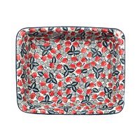 A picture of a Polish Pottery Lasagna Pan (Strawberry Fields) | Z139U-AS59 as shown at PolishPotteryOutlet.com/products/deep-dish-lasagna-pan-strawberry-fields-z139u-as59