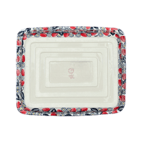 A picture of a Polish Pottery Lasagna Pan (Strawberry Fields) | Z139U-AS59 as shown at PolishPotteryOutlet.com/products/deep-dish-lasagna-pan-strawberry-fields-z139u-as59