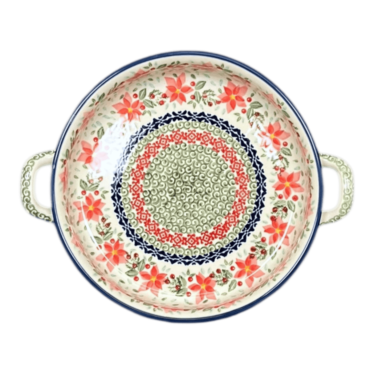 Casserole, Round, Handles, 9.25" in "Pink Poinsettia" by Manufaktura | Z140S-PS14